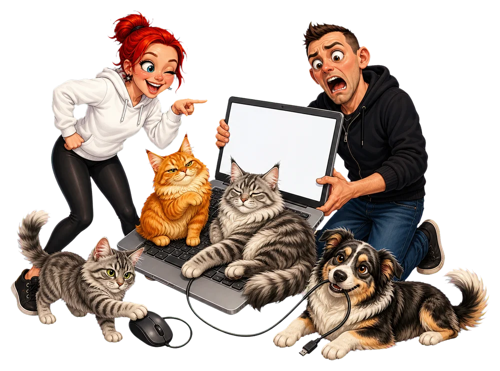 Eine Katze übernimmt die Tastatur