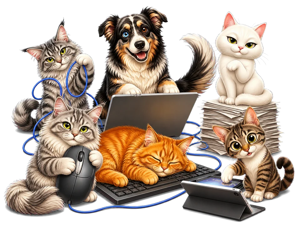 Homeoffice-Chaos mit Tieren