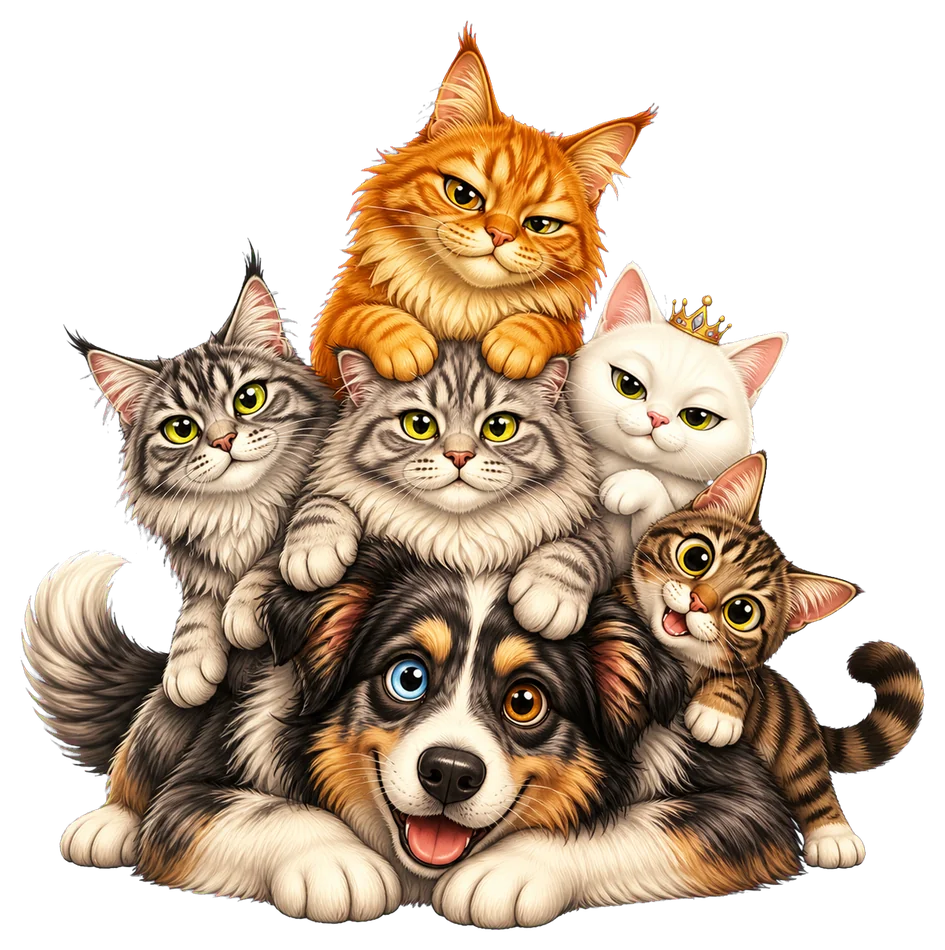 Alle Tiere auf einem Haufen